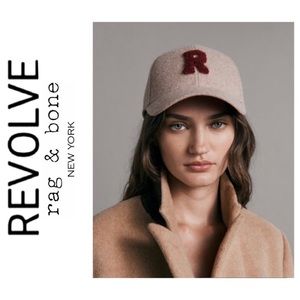 New Rag & Bone Addison Varsity Baseball Cap Hat in Beige